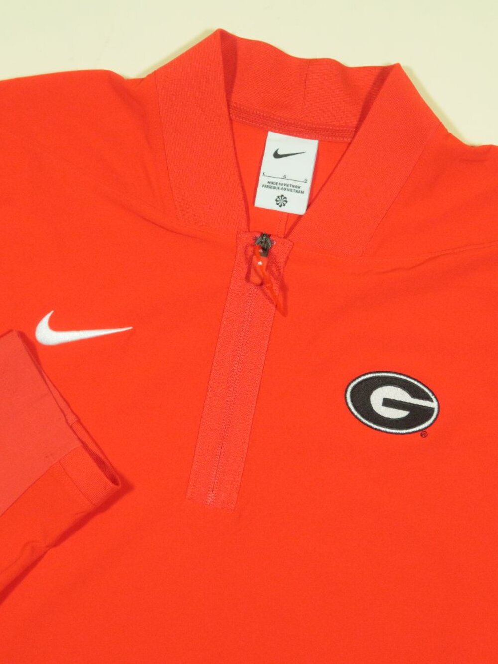 Nike Georgia Bulldogs Sideline Jacket Mens L Red 1/4 Zip Pullover Team Issue New